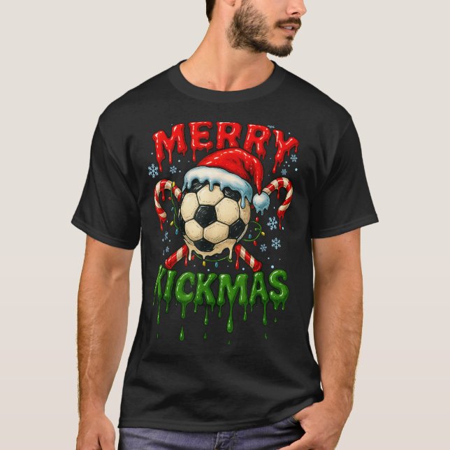 Camiseta Merry Kickmas Soccer Christmas Candy Cane Ice Crea (Anverso)