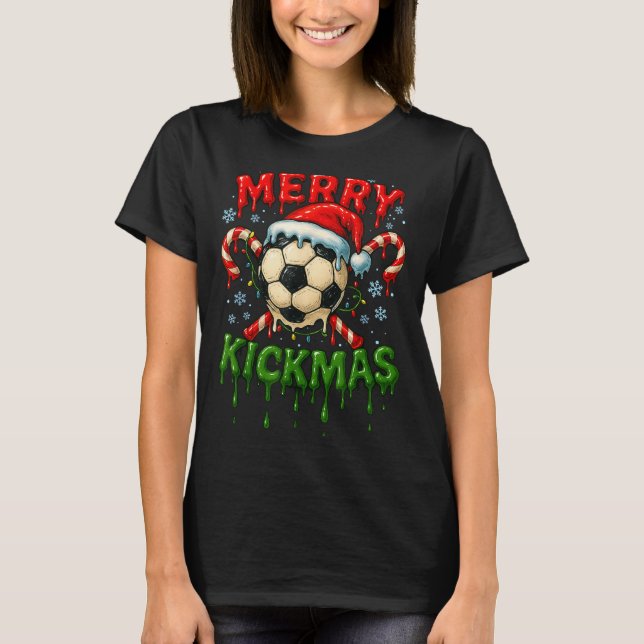Camiseta Merry Kickmas Soccer Christmas Candy Cane Ice Crea (Anverso)