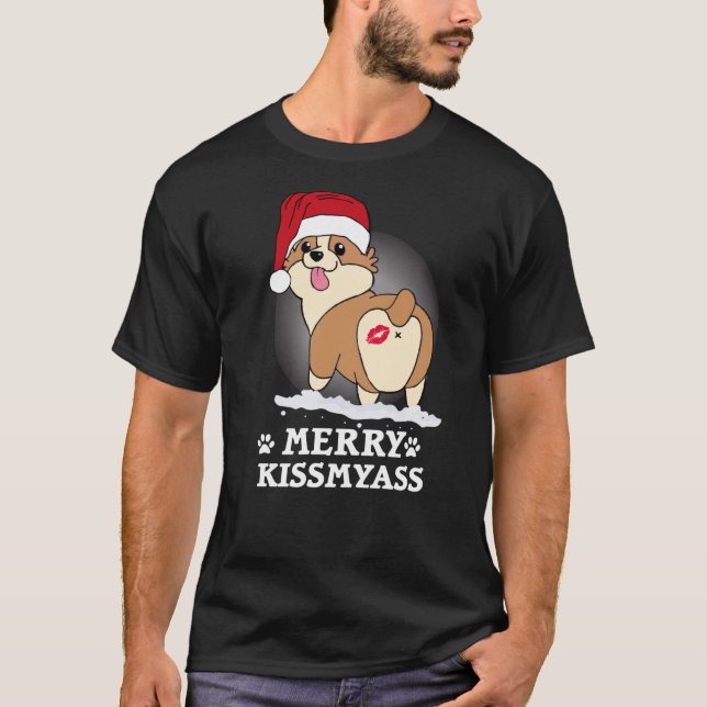 Camiseta Merry KissMyAss Corgi Christmas Classic T-Shirt (Anverso)