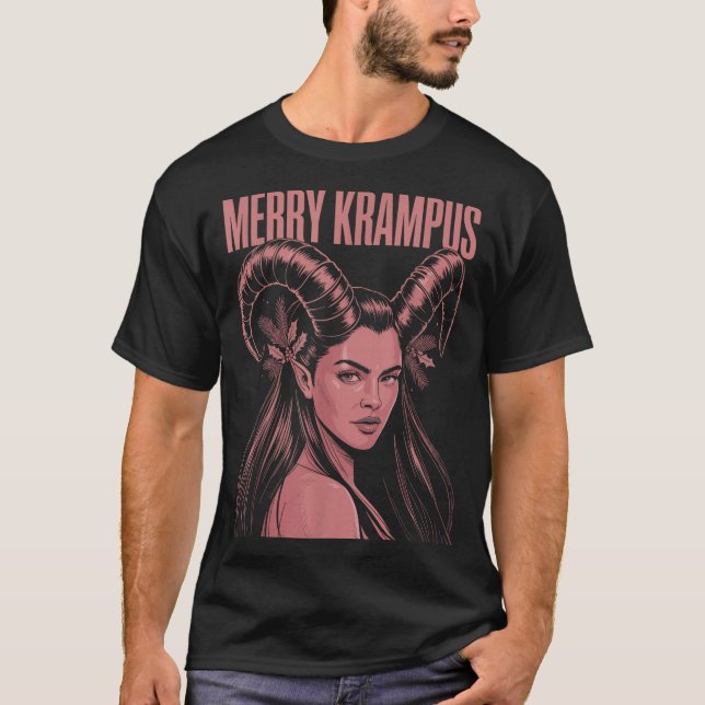 Camiseta Merry Krampus Ironic Lilith Christmas Dark Feminin (Anverso)
