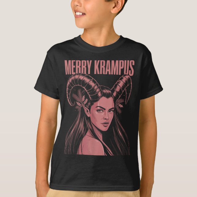 Camiseta Merry Krampus Ironic Lilith Christmas Dark Feminin (Anverso)