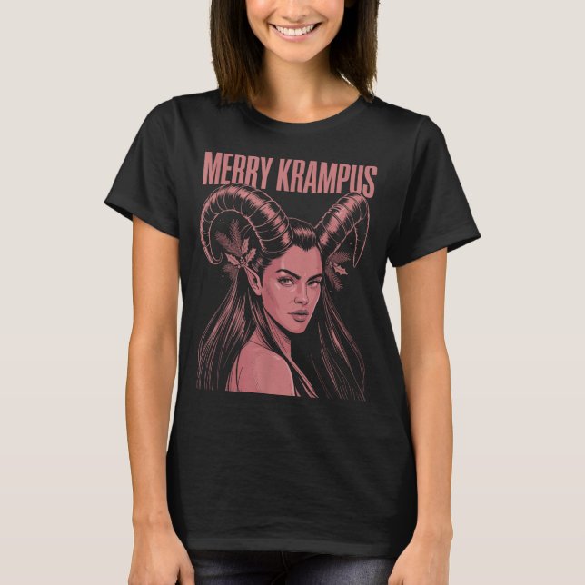 Camiseta Merry Krampus Ironic Lilith Christmas Dark Feminin (Anverso)