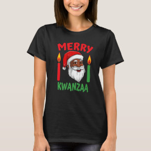Camiseta Merry Kwanzaa Papá Noel afroamericano negro C