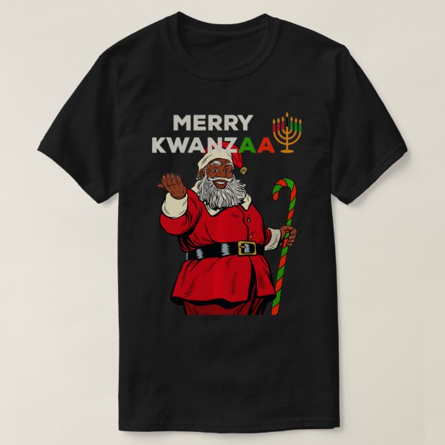 Camiseta Merry Kwanzaa Santa Black Christmas African Americ (Diseño del anverso)