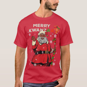 Camiseta Merry Kwanzaa Santa Claus Navidades negros african
