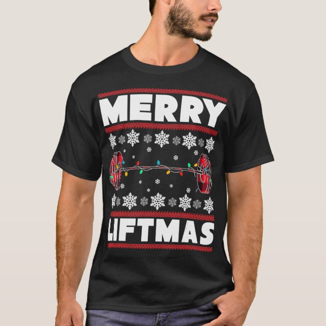 Camiseta Merry Liftmas Funny Navidades Gym Workout Fitness (Anverso)