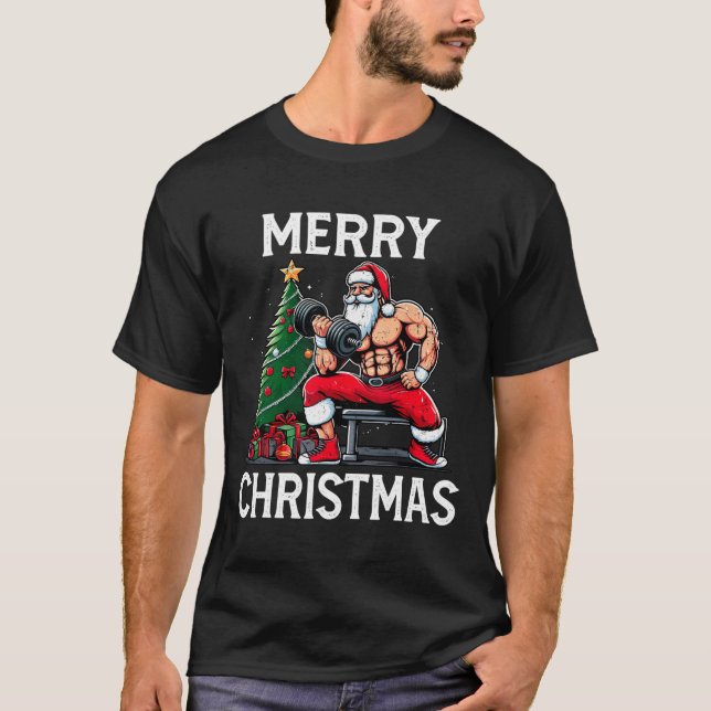 Camiseta Merry Liftmas Funny Santa Xmas Gym Bodybuilding Ch (Anverso)