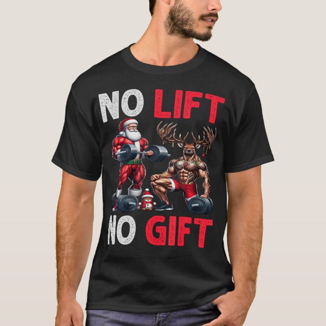 Camiseta Merry Liftmas Muscle Santa Weightlifting Xmas Body (Anverso)