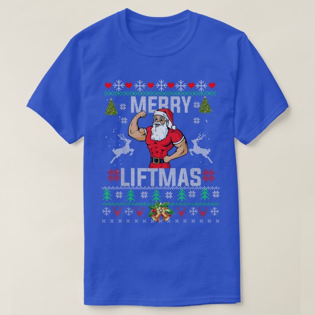 Camiseta Merry Liftmas Navidades divertidos Gimnasio Levant (Diseño del anverso)