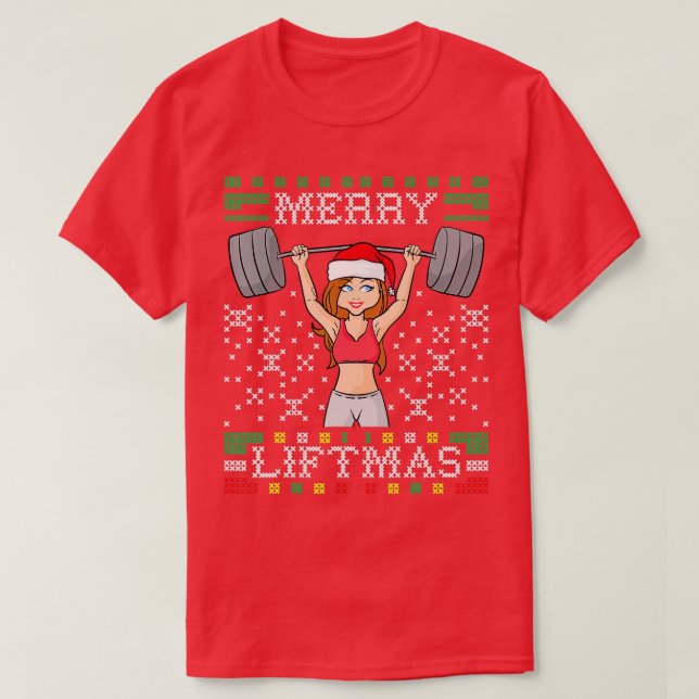 Camiseta Merry Liftmas Navidades feos Miss Santa Gy (Diseño del anverso)