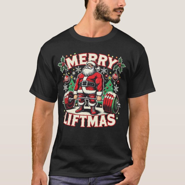 Camiseta Merry Liftmas Santa Navidades Gym (Anverso)