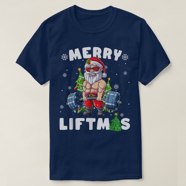 Camiseta Merry Liftmas Santa Weightrising Fitness Gym Chris (Diseño del anverso)