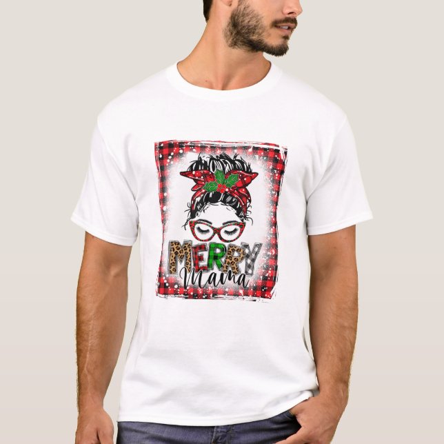 Camiseta Merry Mama Messy Bun Funny (Anverso)