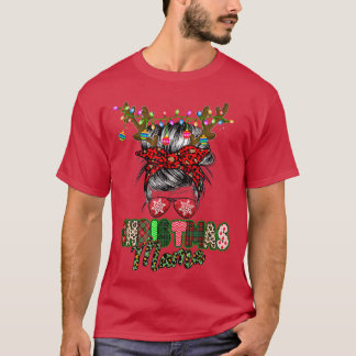 Camiseta Merry Mama Navidades Messys Bun Ladies Red Plaid L