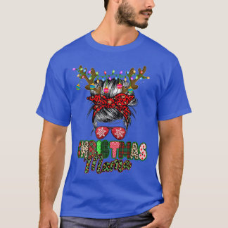 Camiseta Merry Mama Navidades Messys Bun Ladies Red Plaid L