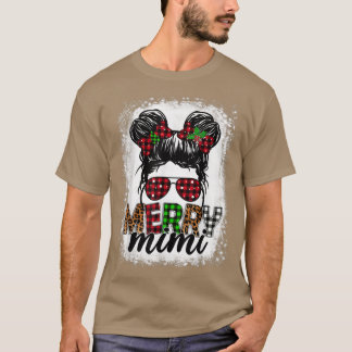 Camiseta Merry Mini Xmas Buffalo Plaid Leopard Messy Bun Bl