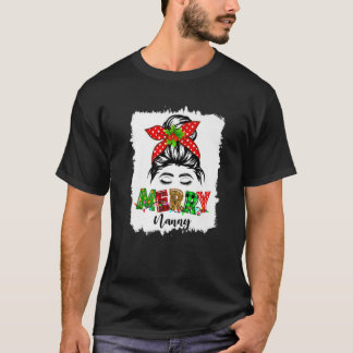 Camiseta Merry Nanny Xmas Messy Bun Pajama Familia Navidade