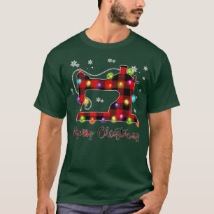 Camiseta Merry navidad máquina de coser xmas árbol de luz r