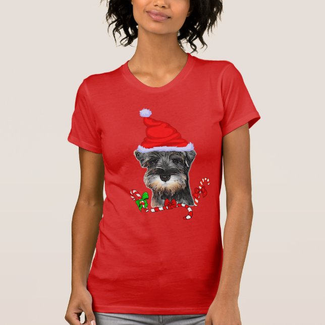 Camiseta Merry Navidades de Schnauzer en miniatura (Anverso)