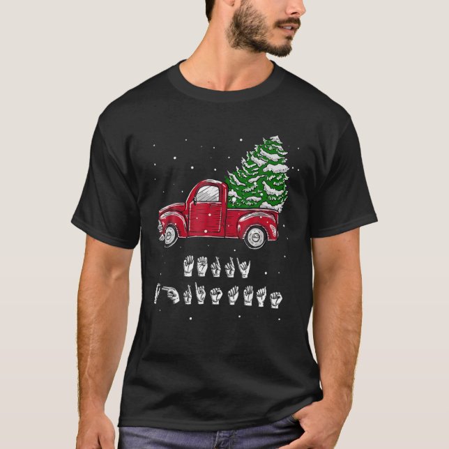 Camiseta Merry, Navidades Lenguaje de Rótulo de mano de cam (Anverso)