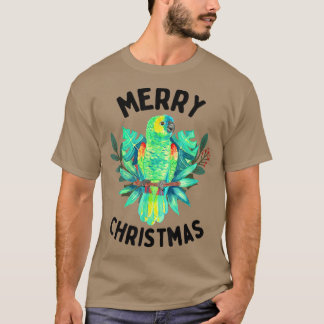 Camiseta Merry Navidades tropicales Amazon Parrot Watercolo