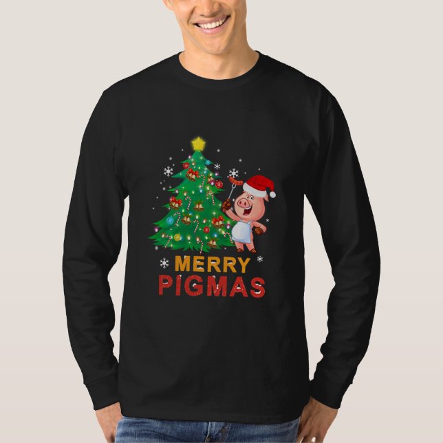 Camiseta Merry Pigmas Christmas Pig Lovers Christmas Tree (Anverso)