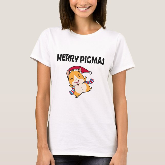Camiseta Merry Pigmas Face Mask Funny Guinea Pig Christmas  (Anverso)