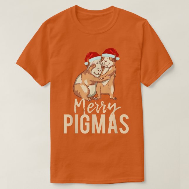 Camiseta Merry Pigmas Face Mask Gracioso Guinea Cerdo Santa (Diseño del anverso)