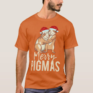 Camiseta Merry Pigmas Face Mask Gracioso Guinea Cerdo Santa