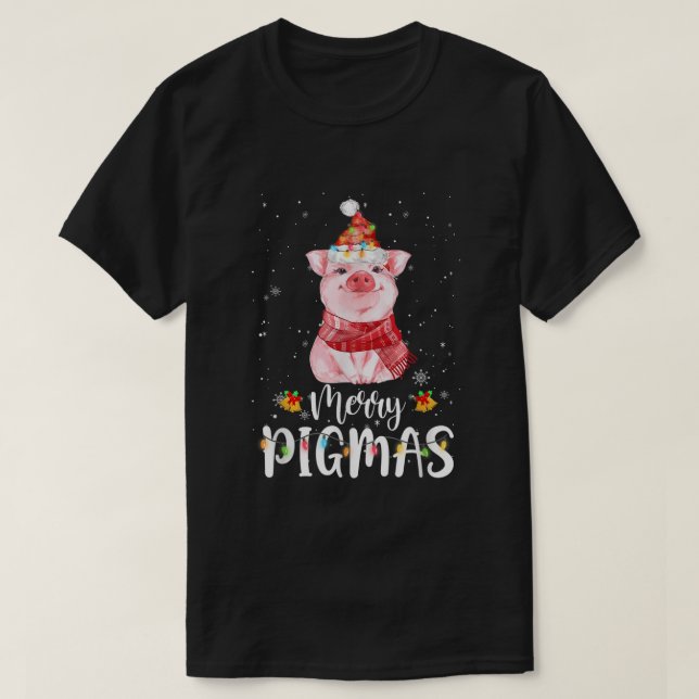 Camiseta Merry Pigmas Graciosos Navidades De Cerdo Pajama P (Diseño del anverso)