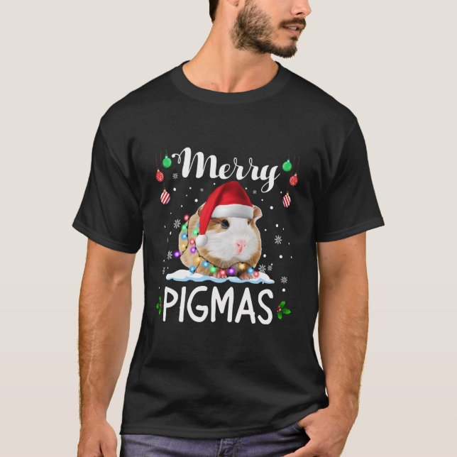 Camiseta Merry Pigmas Navidades divertidos Santa Guinea Amo (Anverso)