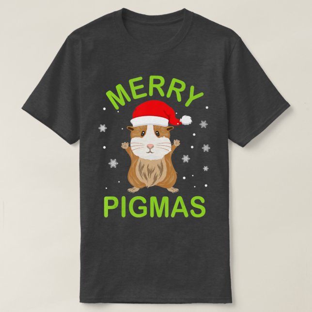 Camiseta Merry Pigmas Santa Hat Guinea Navidades de animale (Diseño del anverso)