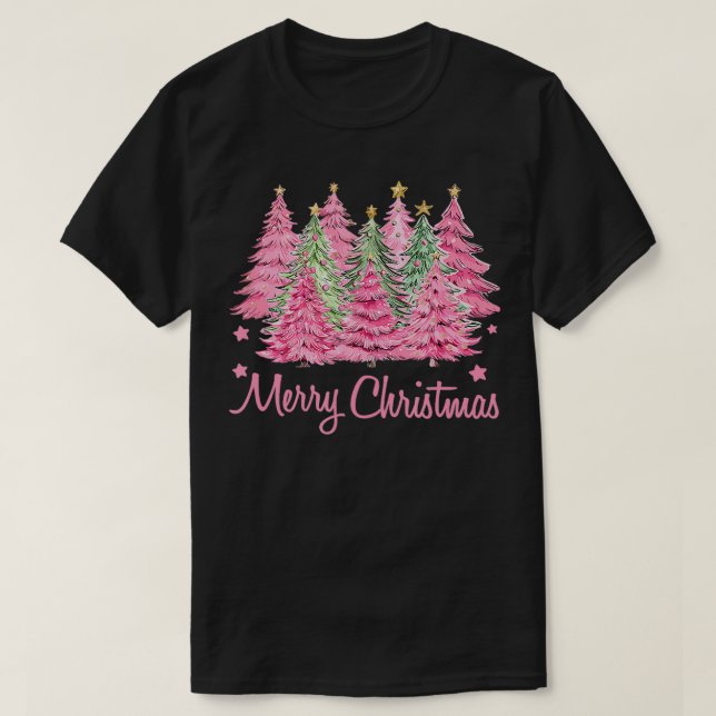 Camiseta Merry Pinkmas Árbol de Navidad Rosa Funny Merry Ch (Diseño del anverso)