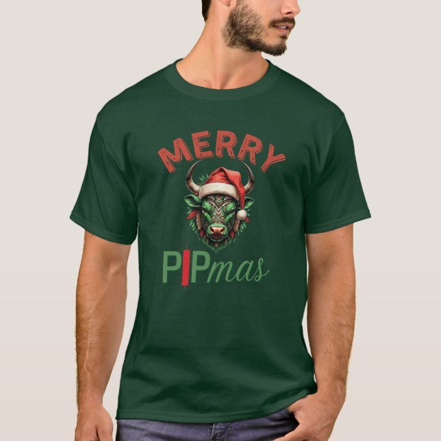Camiseta Merry PIPmas Trading Bull Christmas Design – Funny (Anverso)