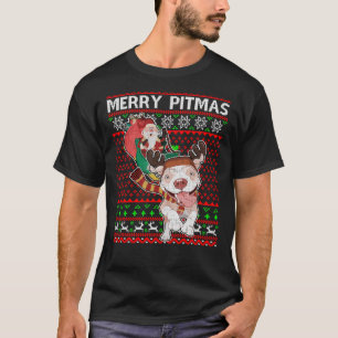 Camiseta Merry Pitmas Feo Navidades Pitbull Dog Swea