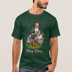 Camiseta Merry Pitmas Gracioso Perro Pitbull Feo Árbol De N