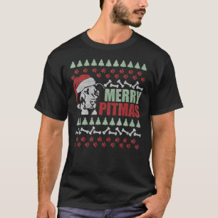 Camiseta Merry Pitmas Pitbull Dog Navidades feos y gracioso
