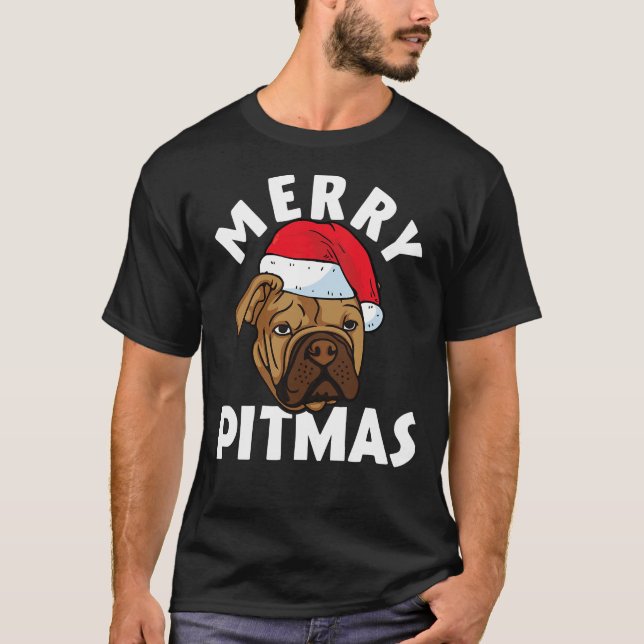 Camiseta Merry Pitmas Pitbull Dog Ugly 184 (Anverso)