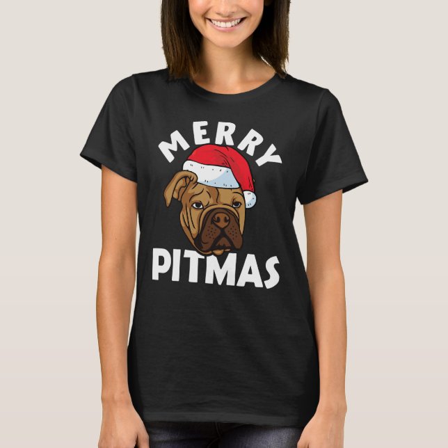 Camiseta Merry Pitmas Pitbull Dog Ugly 9 (Anverso)