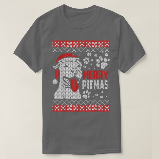 Camiseta Merry Pitmas Pitbull Pit Bull Ugly Christmas  (Diseño del anverso)