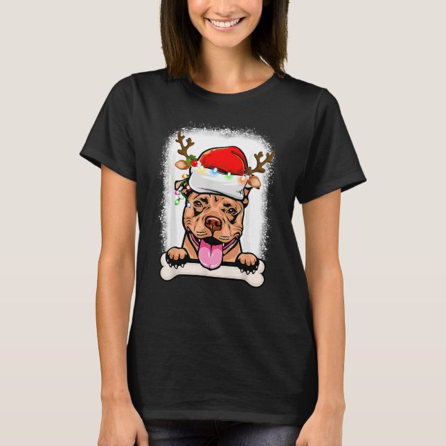 Camiseta Merry Pitmas Pitbull Santa Claus Dog (Anverso)