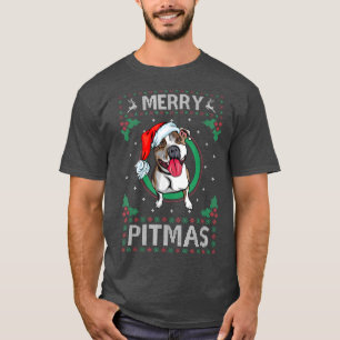 Camiseta Merry Pitmas Pitbull Santa Claus Perro Fea Navidad