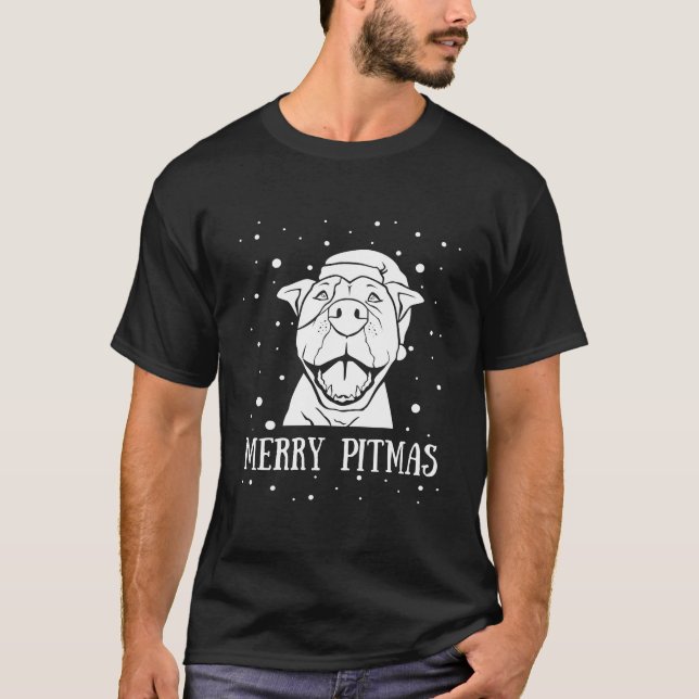 Camiseta Merry Pitmas Pitbull Santa Claus Perro Pittie Chri (Anverso)