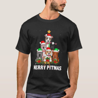 Camiseta Merry Pitmas Santa Pitbull Dog Ugly Christmas Xmas