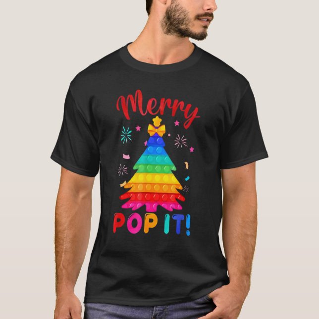 Camiseta Merry Pop IT Christmas tree Fidgets Popit (Anverso)