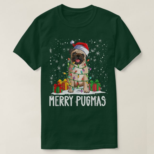 CAMISETA MERRY PUGMAS 2022 NAVIDADES DE PUG DE XMAS FIESTA  (Diseño del anverso)