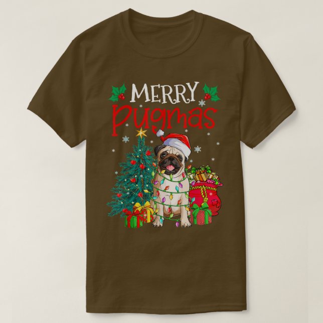 Camiseta Merry Pugmas Christmas Funny Dog Santa Pug Santa H (Diseño del anverso)
