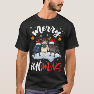 Camiseta Merry Pugmas Gracioso Santa Reindeer Elf Pug Dog C