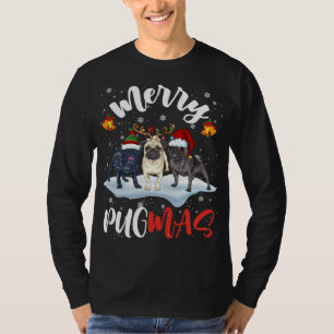 Camiseta Merry Pugmas Gracioso Santa Reindeer Elf Pug Dog C