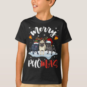 Camiseta Merry Pugmas Gracioso Santa Reindeer Elf Pug Dog C